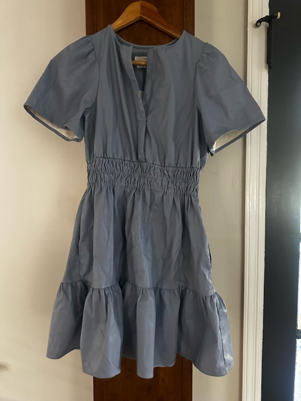 Women’s Blue Tiered Smocked-Waist Dress
